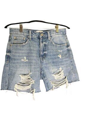Pistola Distressed Denim Cutoff Shorts Raw Hem High Waist Blue Womens Sz 25 EUC